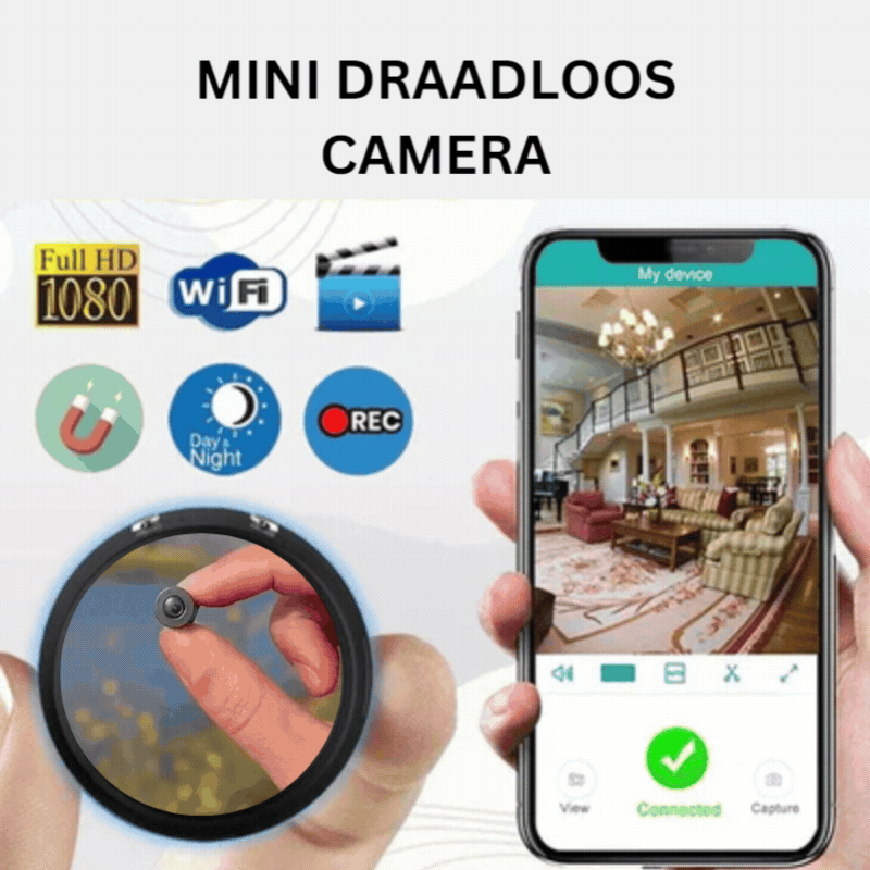 Caméra WiFi compacte – Mini caméra HD 1080P avec vision nocturne et détection de mouvement