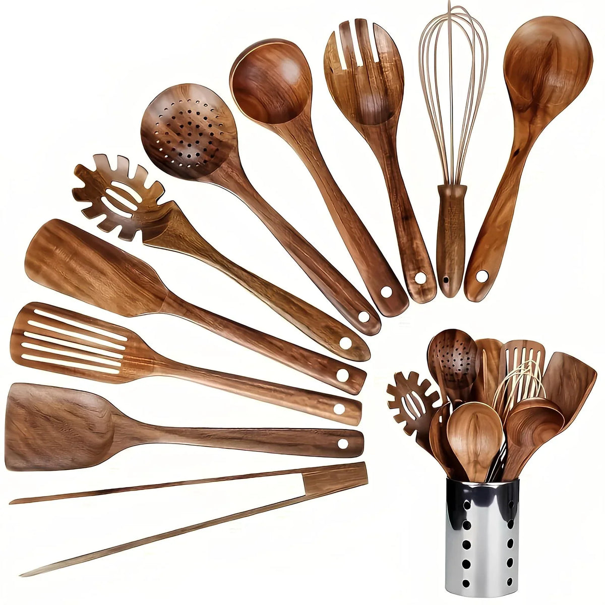 Wooden cooking utensil set