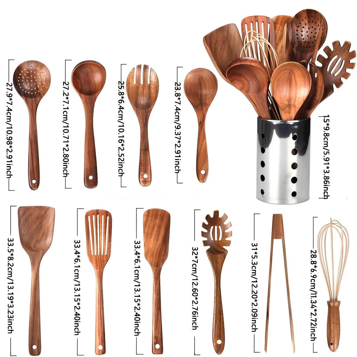 Wooden cooking utensil set