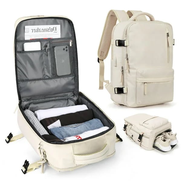 Waterproof Travel Backpack with USB Charging, Anti-Theft Pocket and Multi-Compartment Storage
