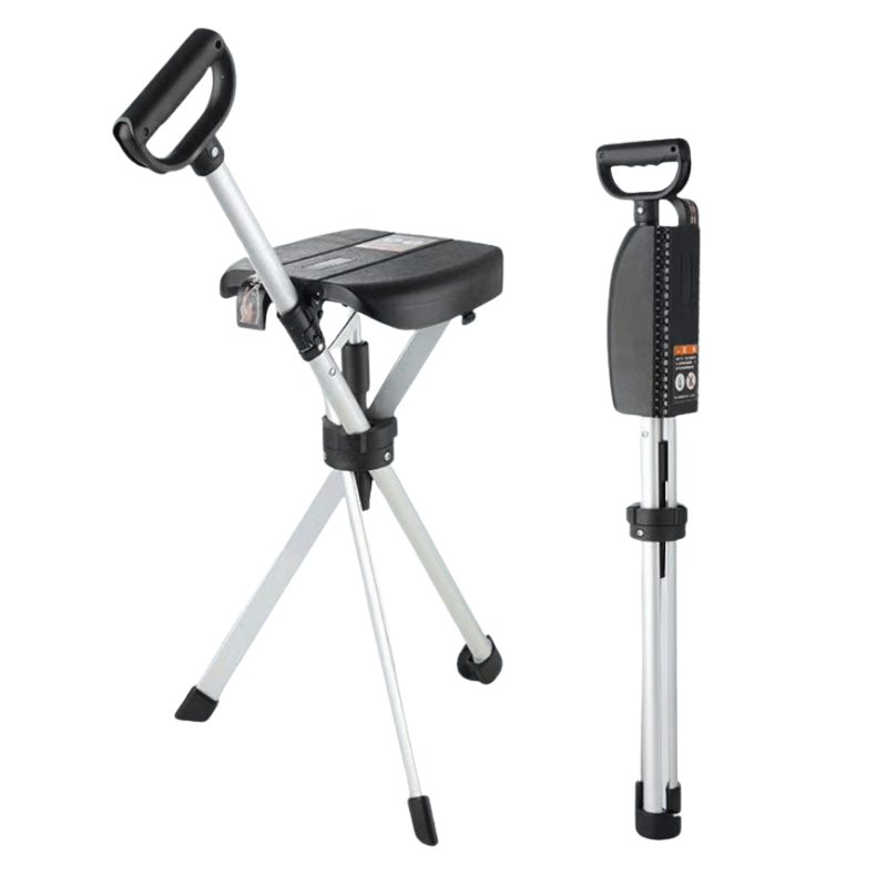 2-IN-1 Folding Walking Stick with Seat 0