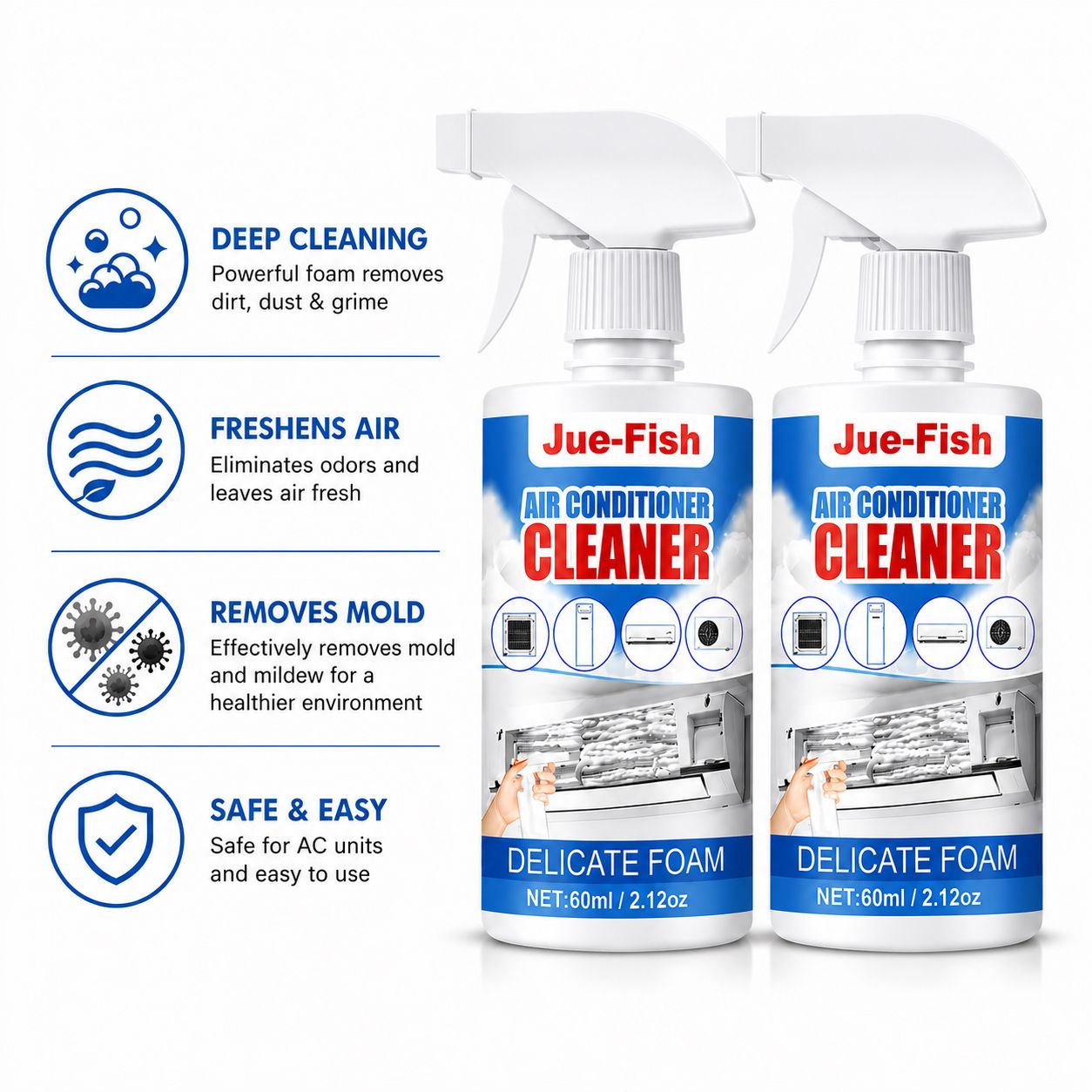 2 Bottles Air Conditioner Cleaner Foam Spray 0