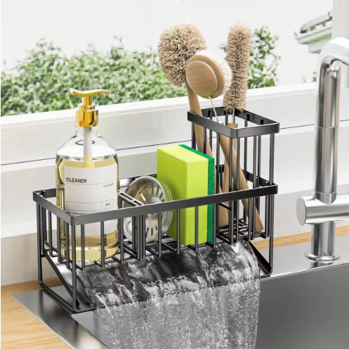 304 Stainless Steel Kitchen Sponge & Cloth Storage Rack | Punch-Free Wall Mount, Black 2