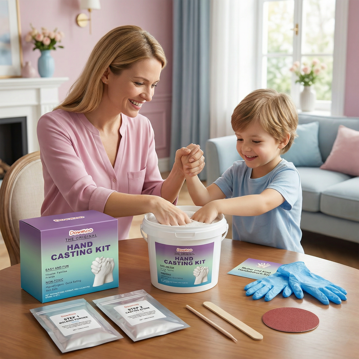 3D gipsen aandenkenset voor stellen en gezinnen – Handafdrukset 0
