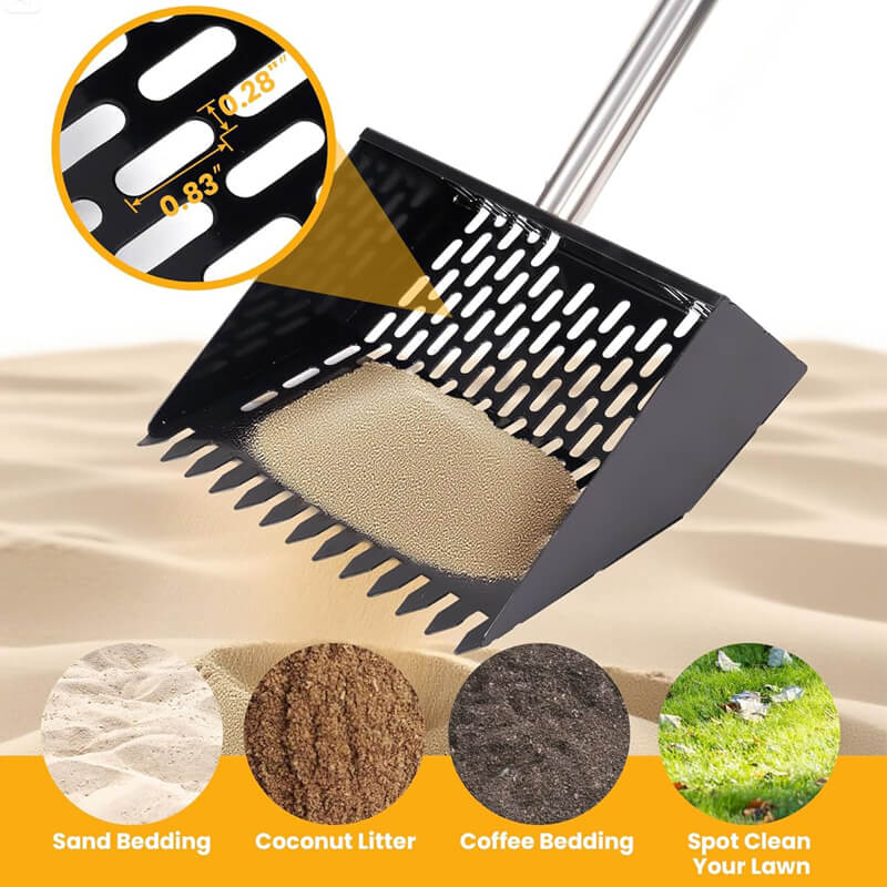 3 in 1 Metal Poop Scooper & Rake & Screen, For Chickens, Dogs, Horses, and Cats 4
