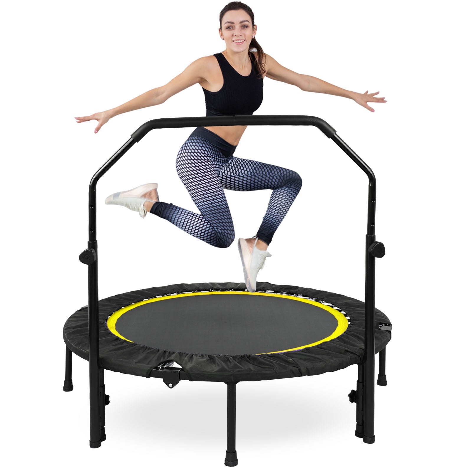 48 Inch Foldable Kids Trampoline with Adjustable Handle for Safe Fun 10