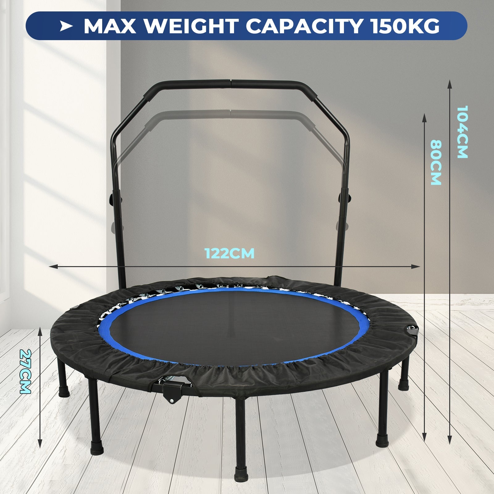 48 Inch Foldable Kids Trampoline with Adjustable Handle for Safe Fun 6