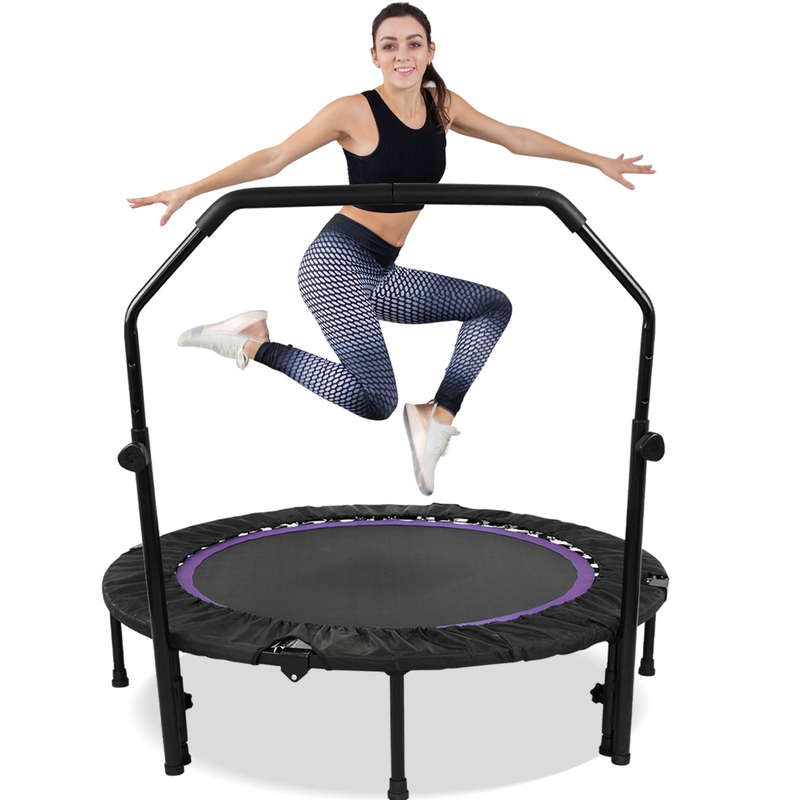 48 Inch Foldable Kids Trampoline with Adjustable Handle for Safe Fun 7