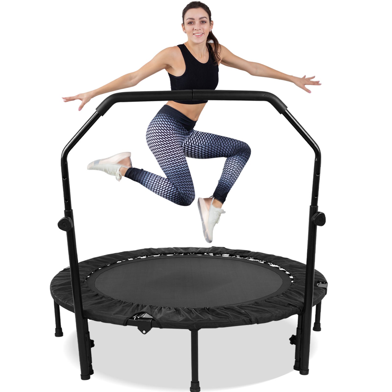 48 Inch Foldable Kids Trampoline with Adjustable Handle for Safe Fun 9