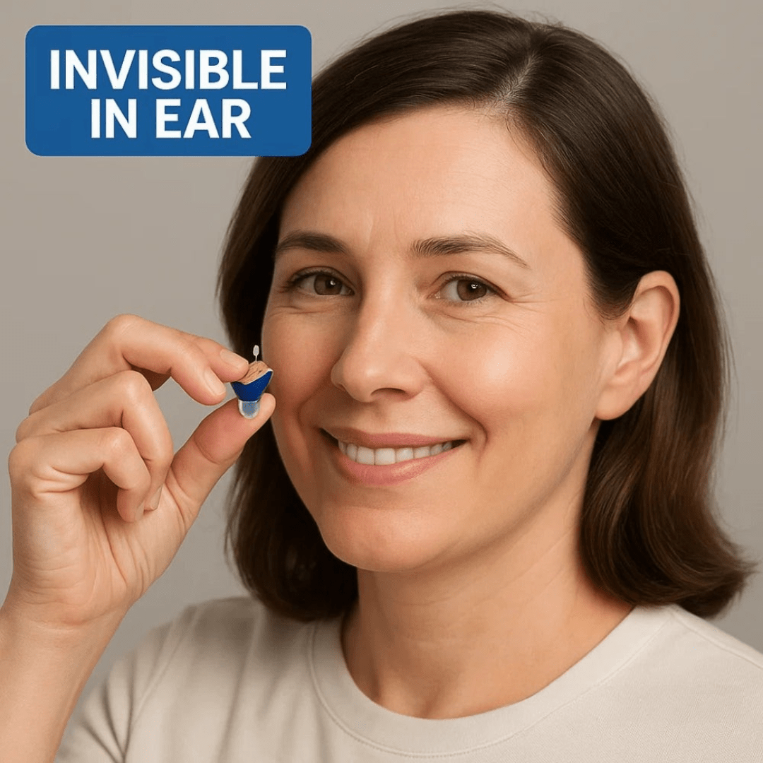 Écouteurs intra-auriculaires rechargeables – Ajustement ultra-compact, boîtier de charge et commandes faciles