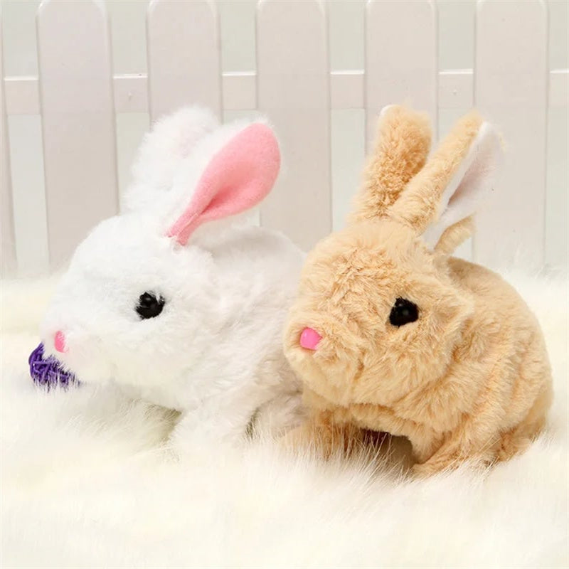 Lapin en peluche interactif – jouet électronique doux avec réponse au toucher et au son