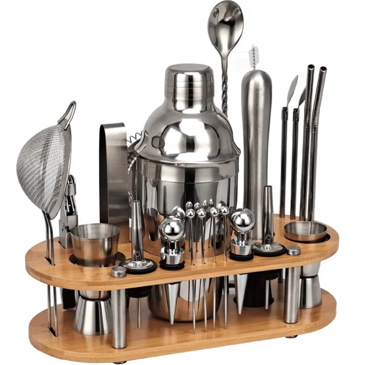 Set de barman 23 pièces – Outils professionnels pour cocktails avec capacité de 350 à 750 ml et construction durable
