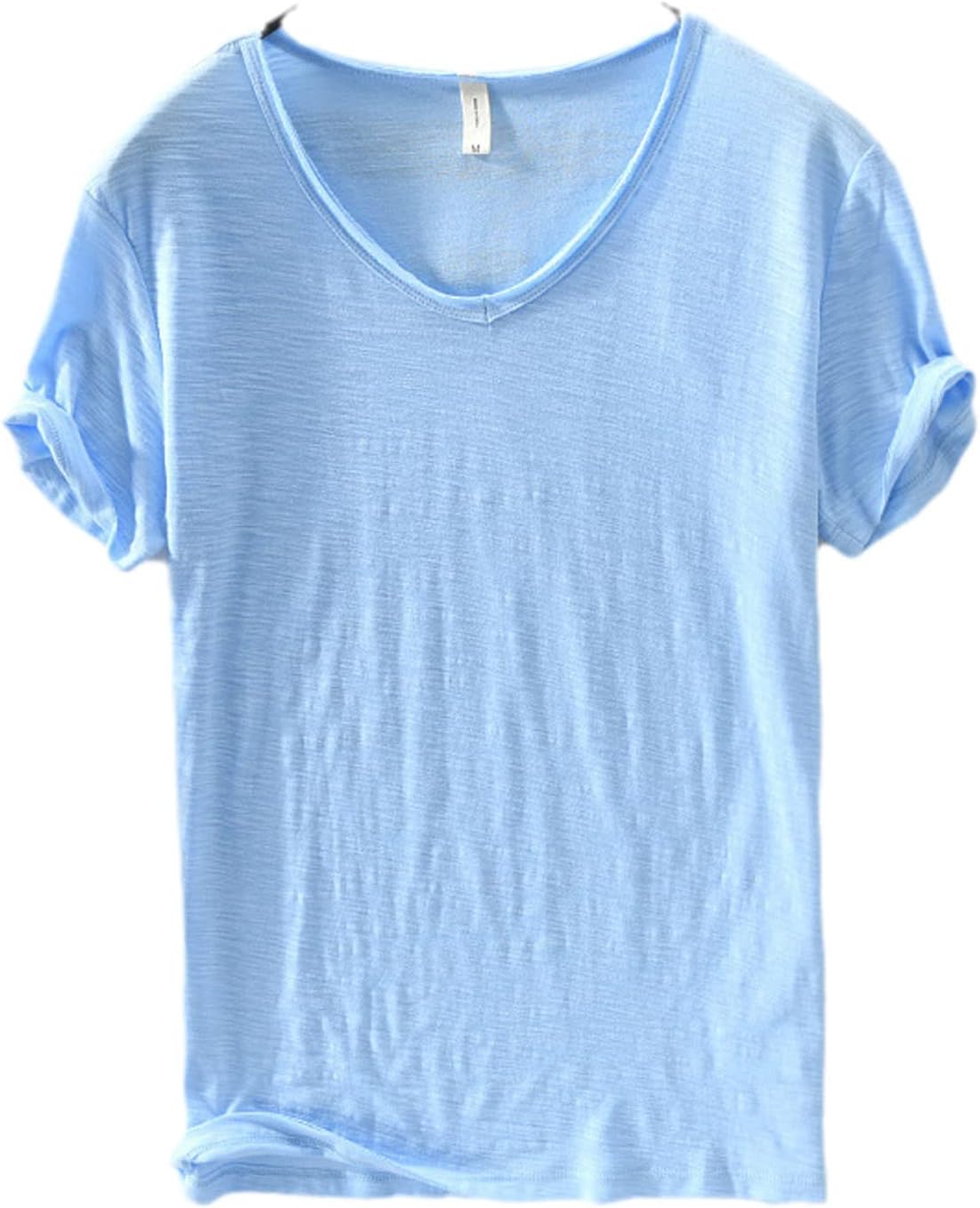 Men's V-Neck T-Shirt – Linen Cotton Blend with a Breathable Slim Fit