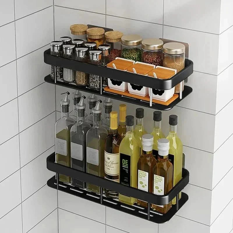 Adhesive Bathroom Shelf Drill-Free ABS Plastic Stainless Steel 5kg Load 1