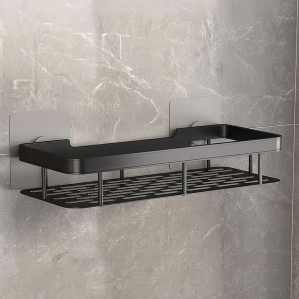 Adhesive Bathroom Shelf Drill-Free ABS Plastic Stainless Steel 5kg Load 15