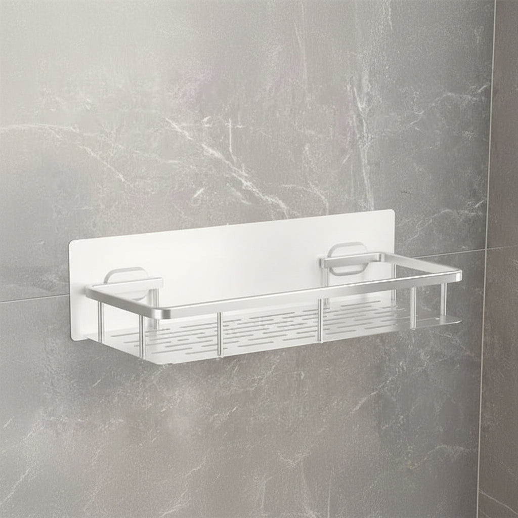 Adhesive Bathroom Shelf Drill-Free ABS Plastic Stainless Steel 5kg Load 9