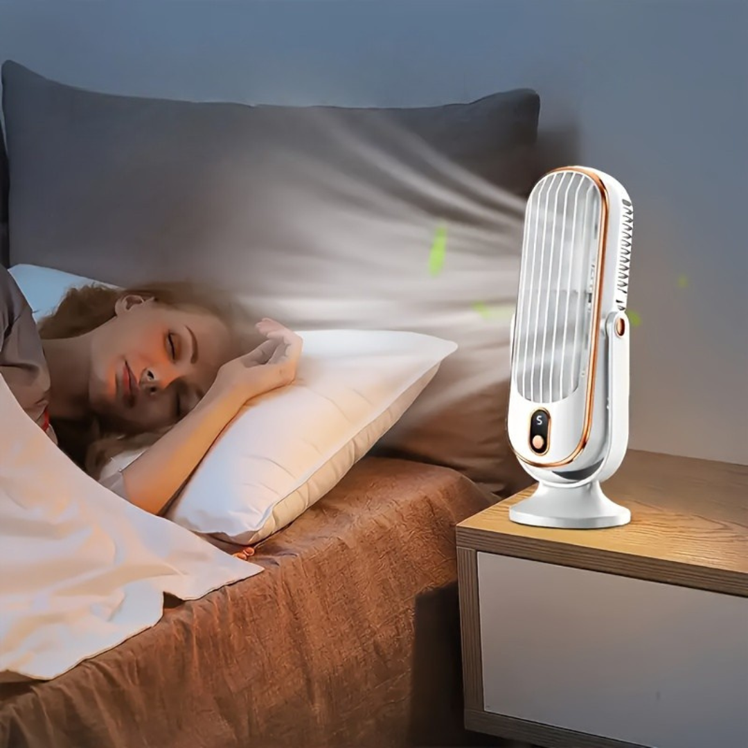 AeroLux Elite Cooling Fan with Dual Motor, 720° Rotation, USB Rechargeable, Ultra Quiet 0