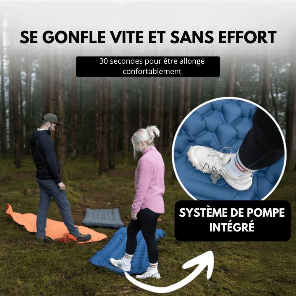 Inflatable Camping Mattress – Lightweight Air Mat with Built-In Foot Pump & Ergonomic Pillow