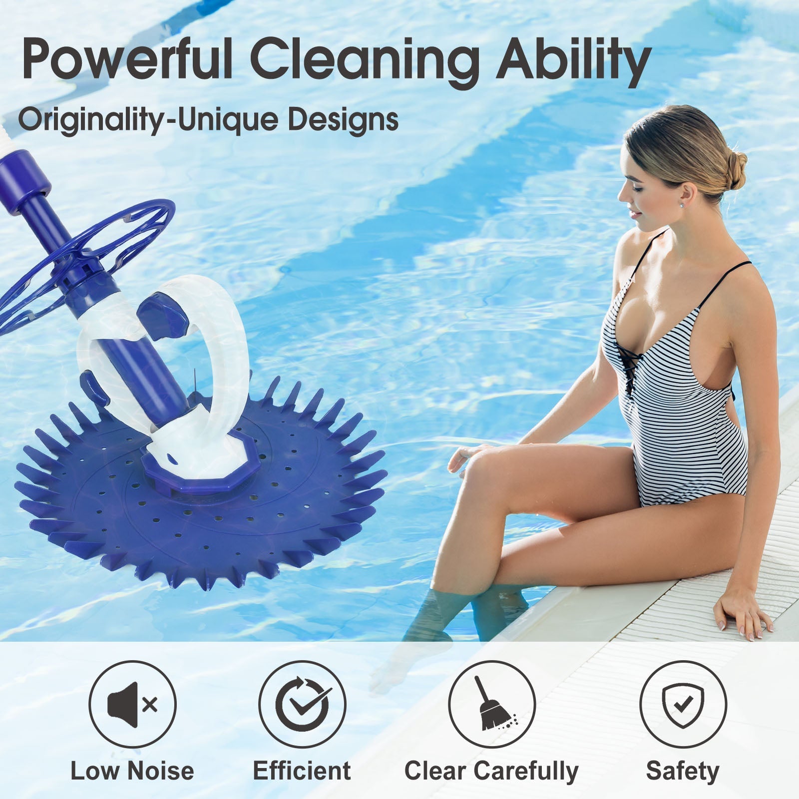 Automatic Pool Vacuum Cleaner for Above Ground and In-Ground Pools, Adjustable Suction 1