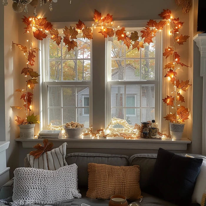 Lighted Garland With Berries and Leaves – Fairy Light Strand in Five Styles