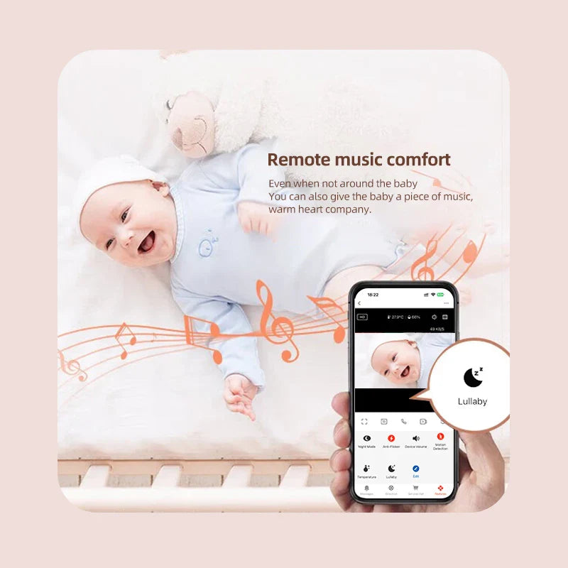 Caméra de moniteur pour bébé – Vidéo HD 1080P avec contrôle WiFi, capteur de température et vision nocturne