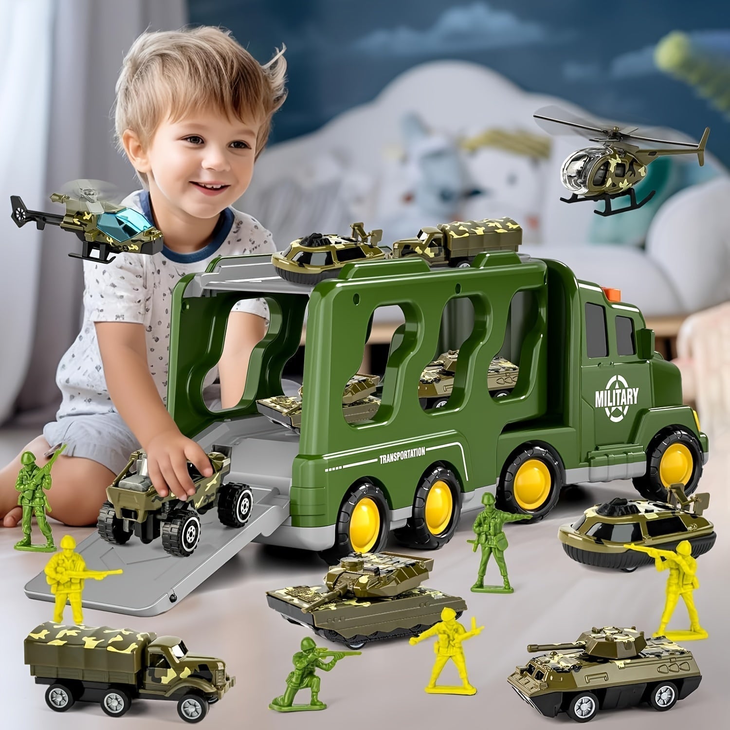 14-in-1 Military Playset – Complete Toy Set with Vehicles, Soldiers & Sound Effects