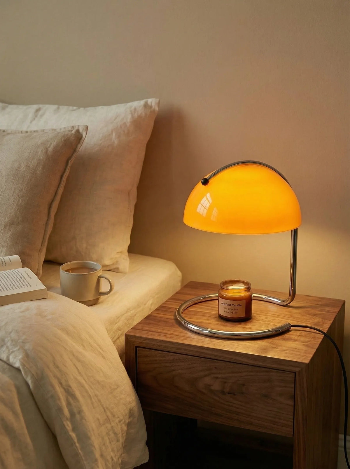 Bauhaus Style Candle Warmer Table Lamp in White, Amber, or Orange for Bedside & Living Room 5