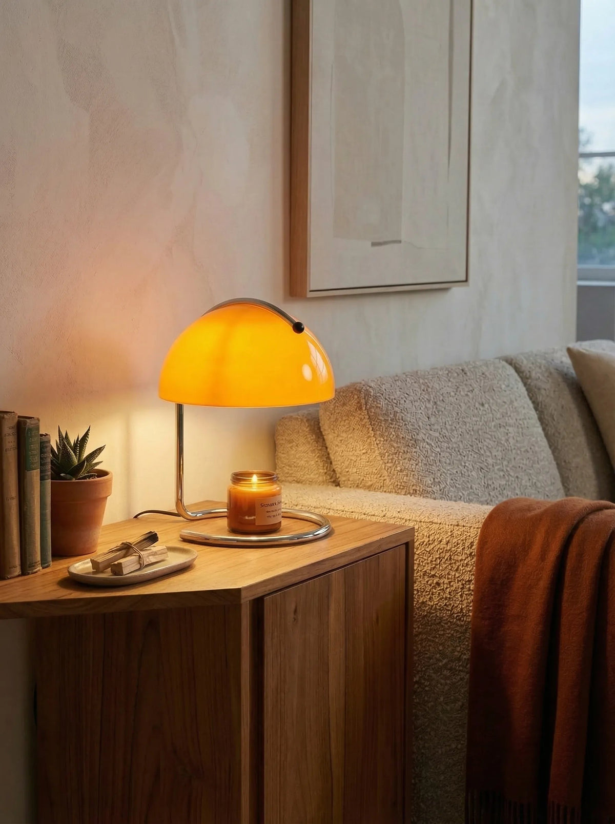Bauhaus Style Candle Warmer Table Lamp in White, Amber, or Orange for Bedside & Living Room 8