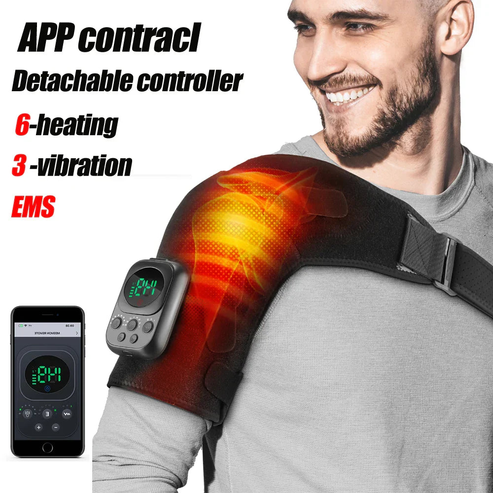Beheizte Schulterstütze mit Vibration, LED-Anzeige, wiederaufladbar, für Schultern und Gelenke 12