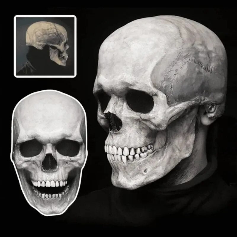 Bewegelijk Kaken, realistische Totenkopfmaske voor het hele hoofd – menselijke skeletmasker voor Halloween-feesten 1