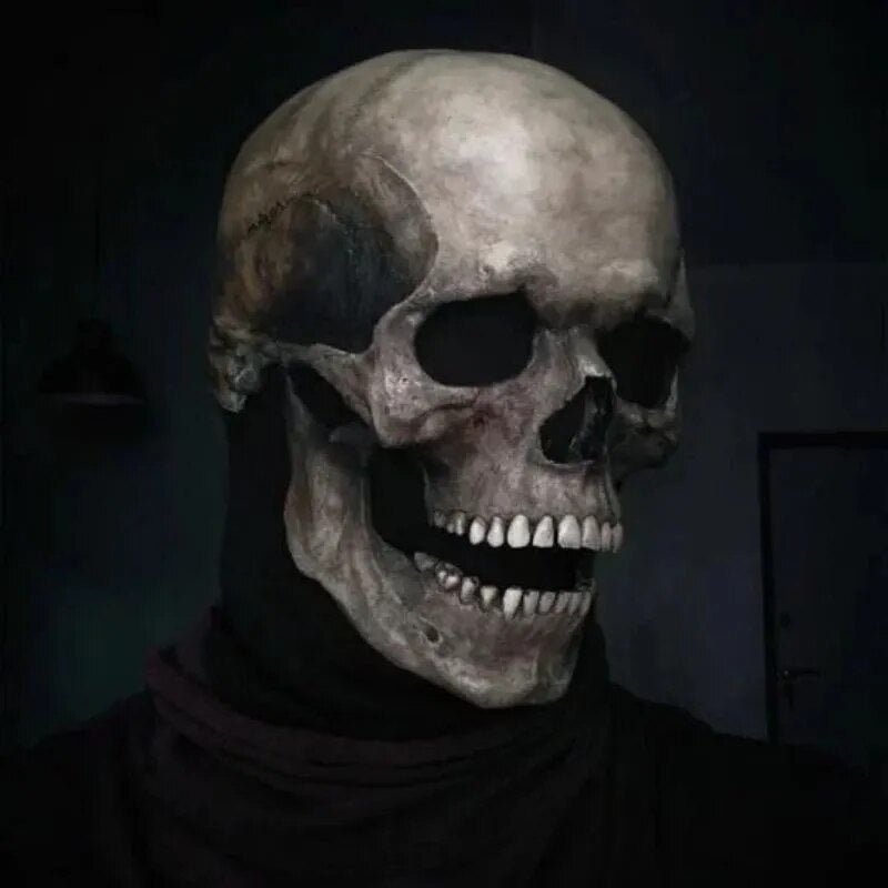 Bewegelijk Kaken, realistische Totenkopfmaske voor het hele hoofd – menselijke skeletmasker voor Halloween-feesten 2