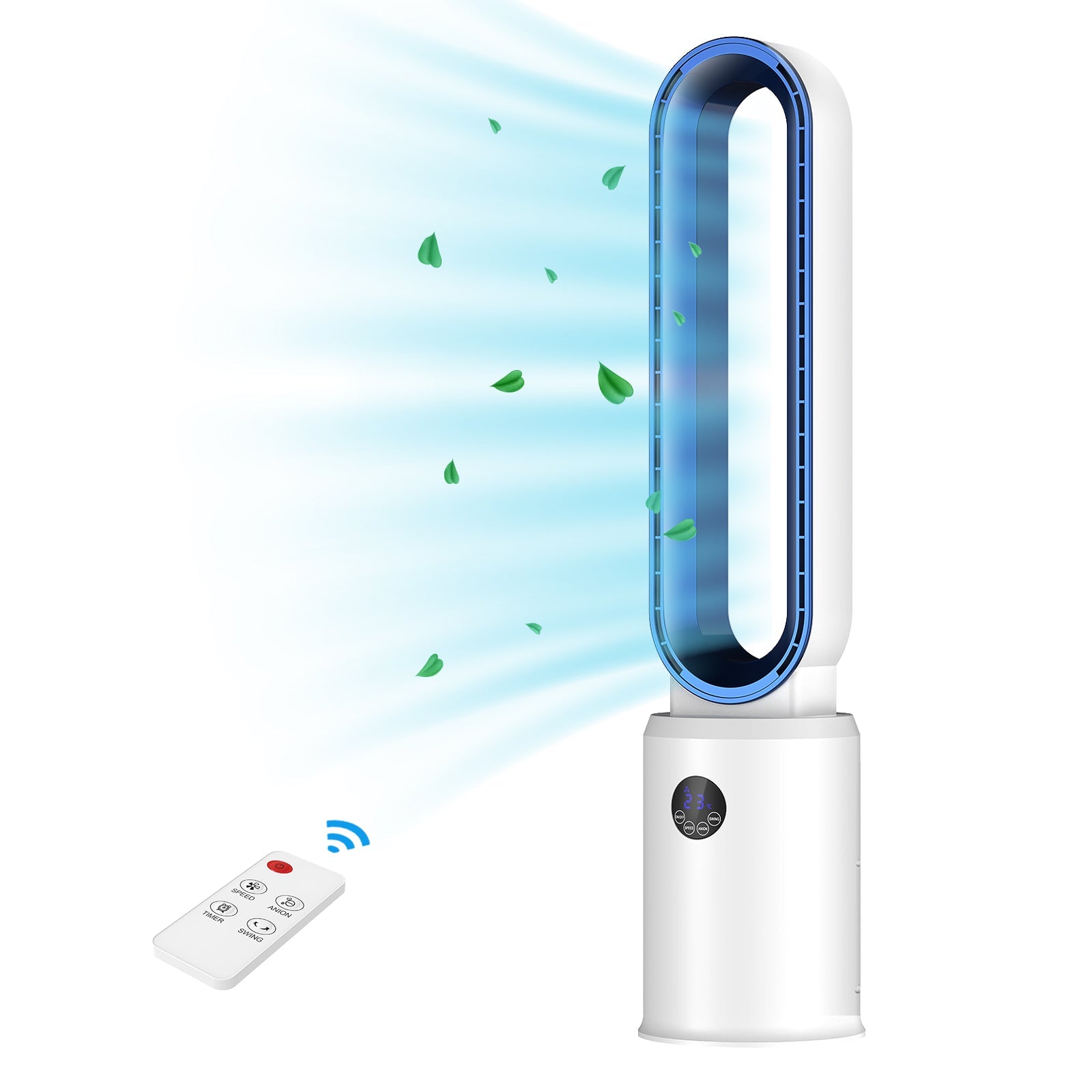 Bladeless Tower Fan with Remote, 24 Speeds, Air Purifier & 12H Timer 1