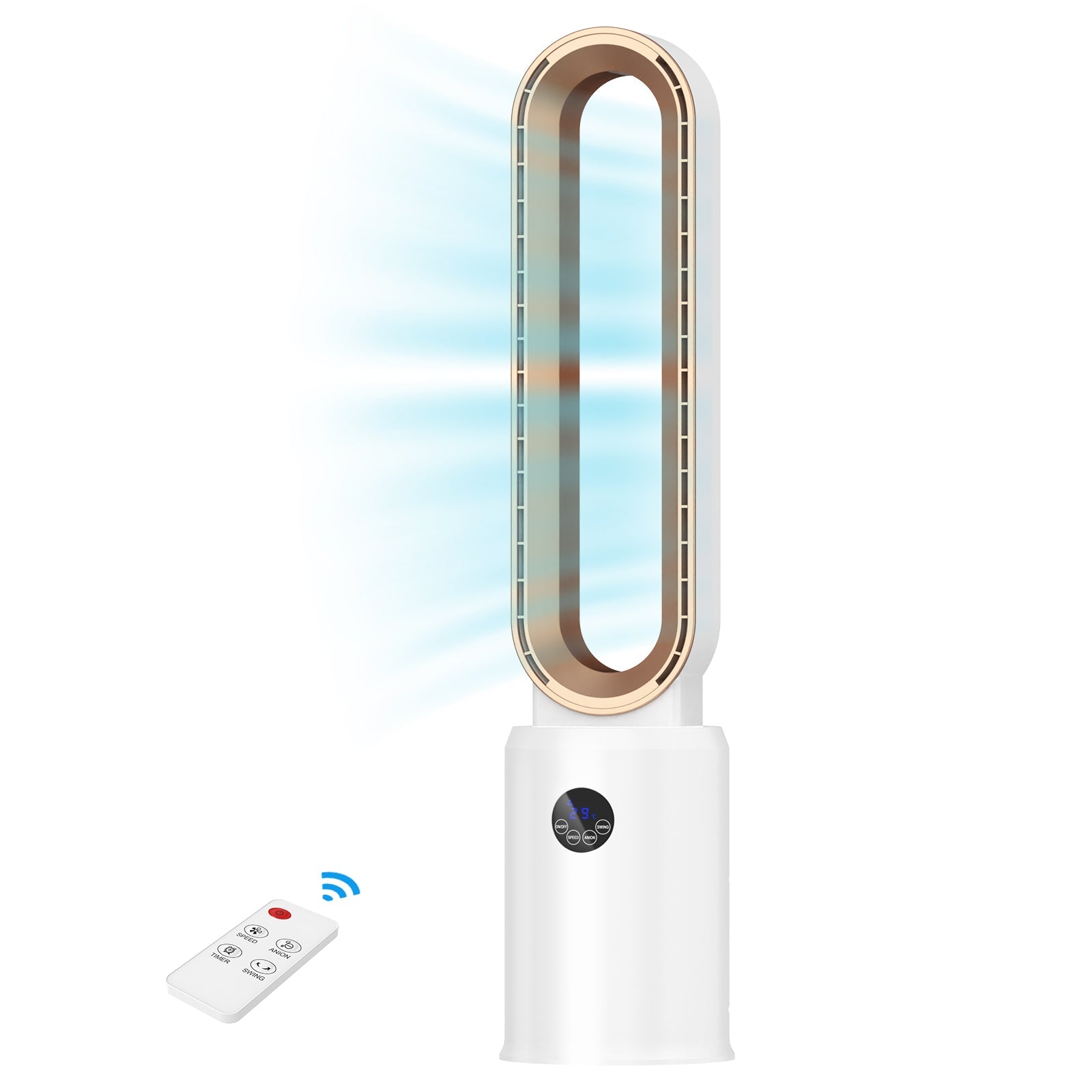 Bladeless Tower Fan with Remote, 24 Speeds, Air Purifier & 12H Timer 13