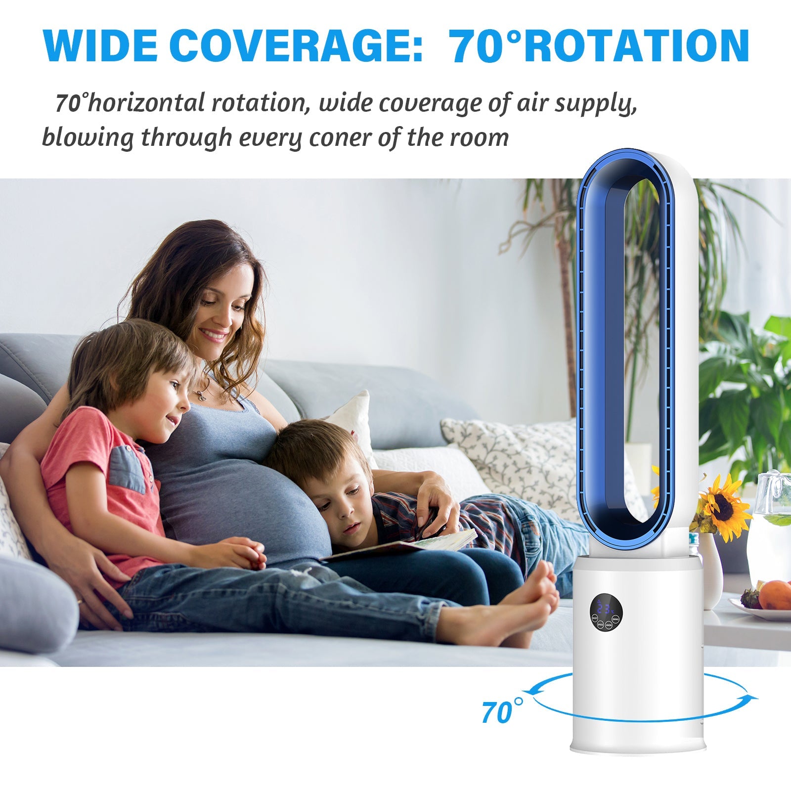 Bladeless Tower Fan with Remote, 24 Speeds, Air Purifier & 12H Timer 8