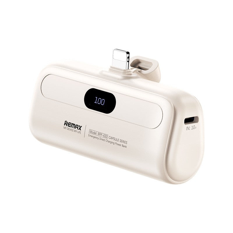 Capsule Power Bank 5000mAh — Industrial Style, Apple & USB-C 5