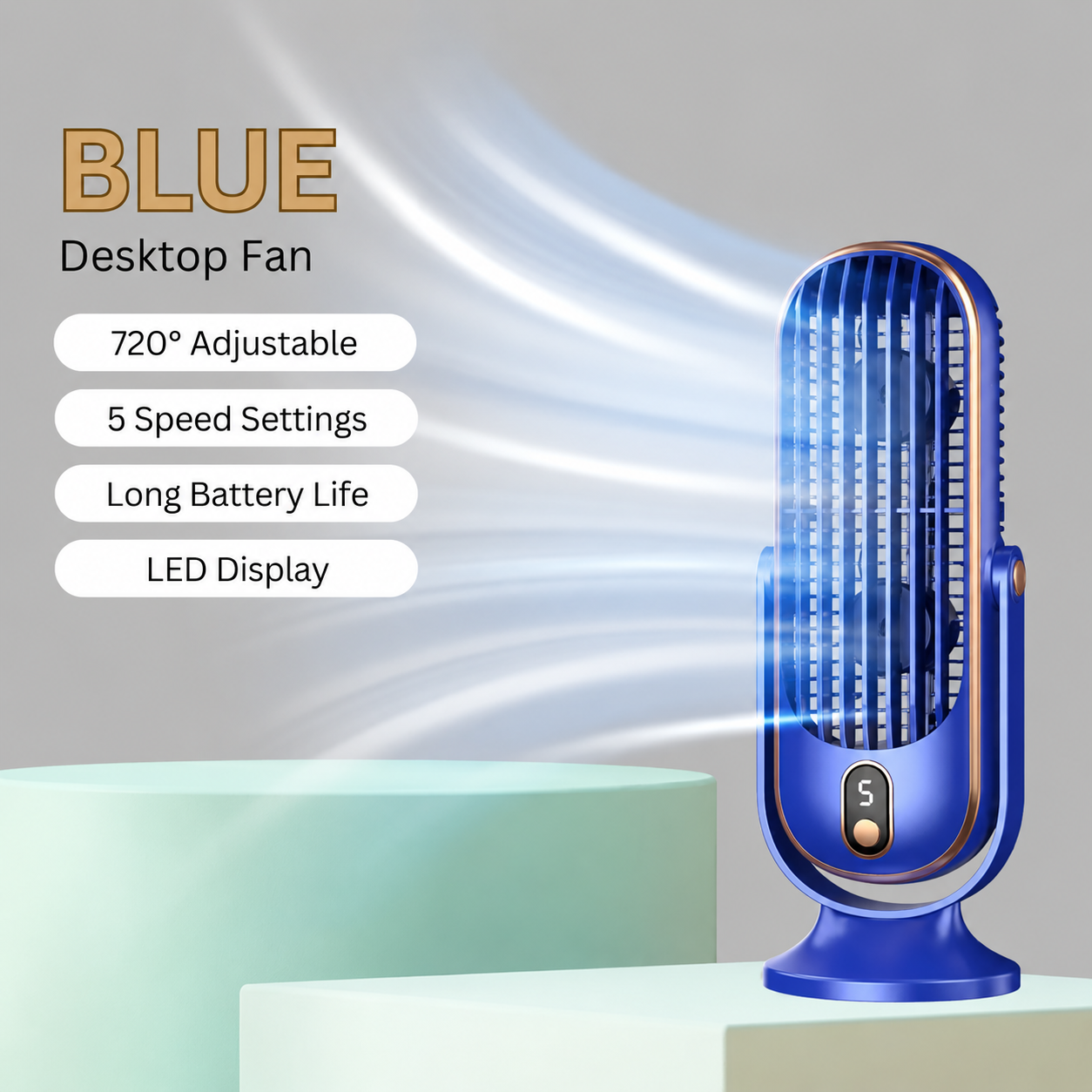 Portable Rechargeable Fan – Dual Motor Desk Fan with 720° Rotation