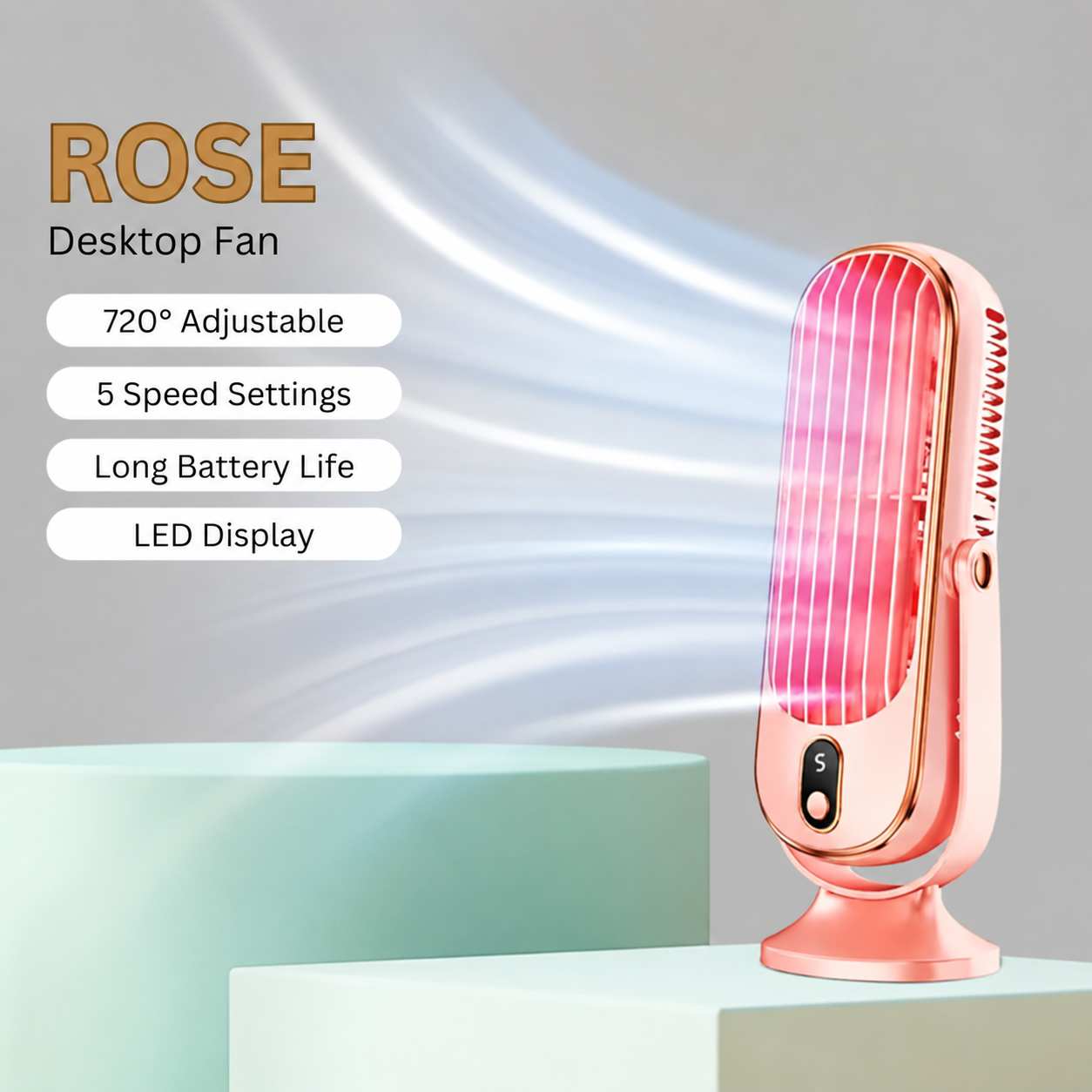 Portable Rechargeable Fan – Dual Motor Desk Fan with 720° Rotation