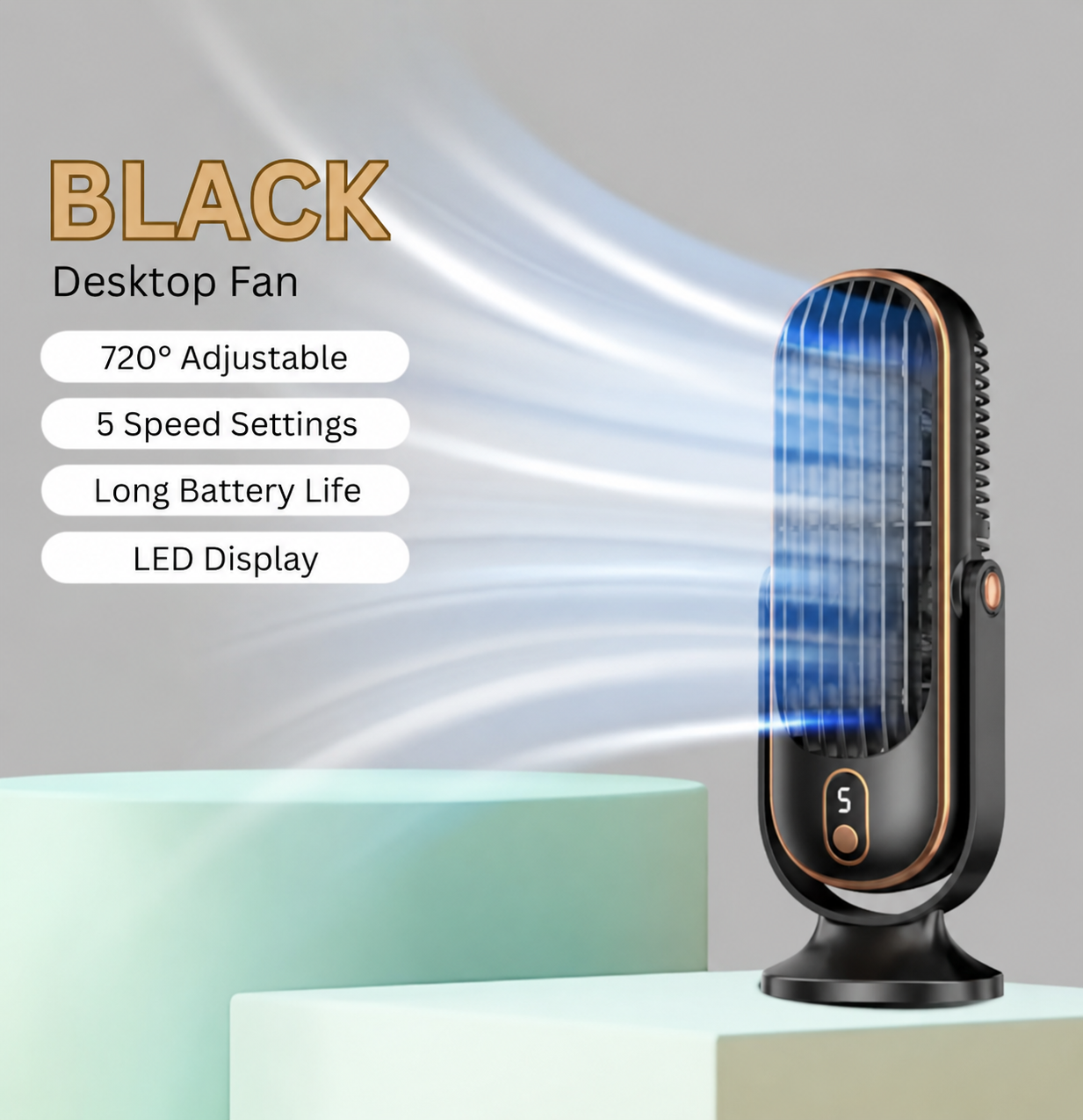 Portable Rechargeable Fan – Dual Motor Desk Fan with 720° Rotation