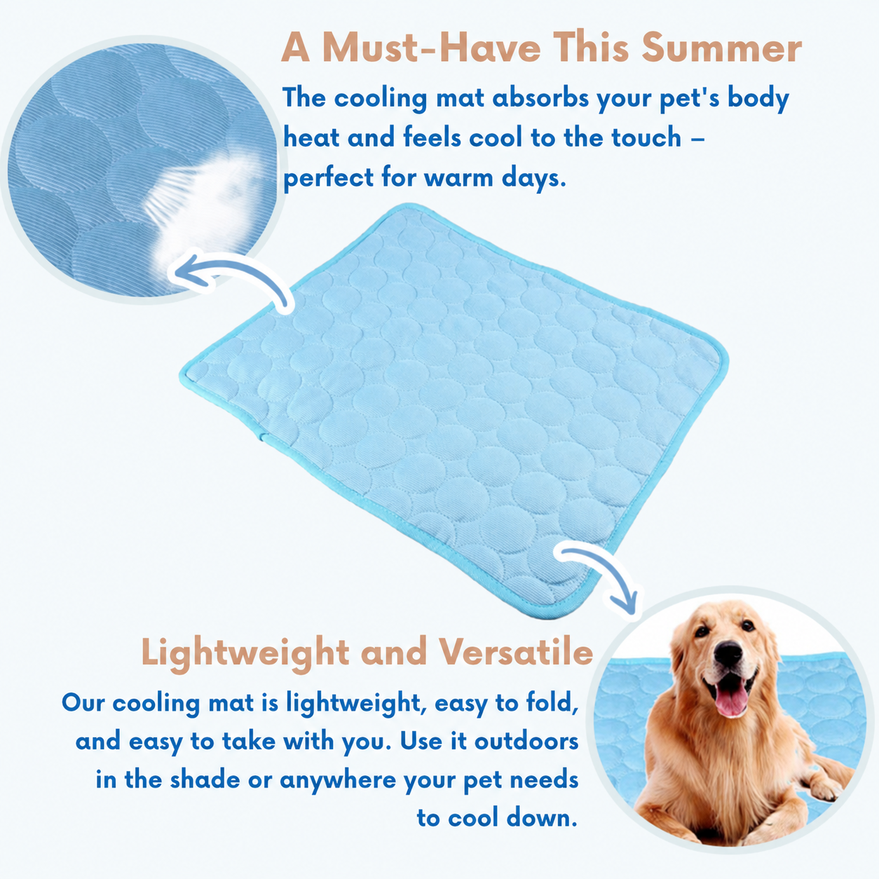 Dog Cooling Mat – Self-Cooling Washable Pet Pad for Dogs and Cats