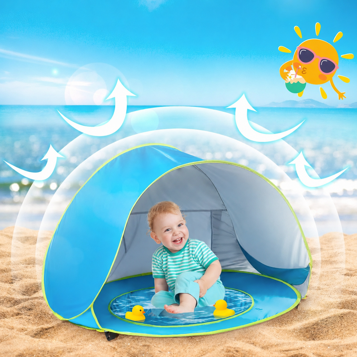 Baby Beach Tent – Pop-Up UPF 50+ Sun Shade with Splash Pool and Carry Bag