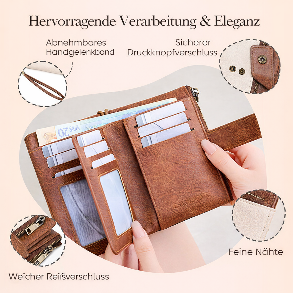 Portefeuille Tri-Fold Anti-RFID | Design Spacieux et Sécurisé pour Femmes