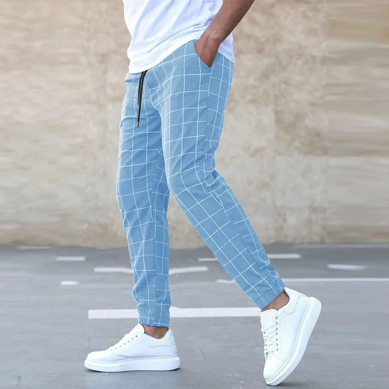 Checkered Jogger Pants for Men - Tapered Fit, Cotton-Blend Sweatpants 1