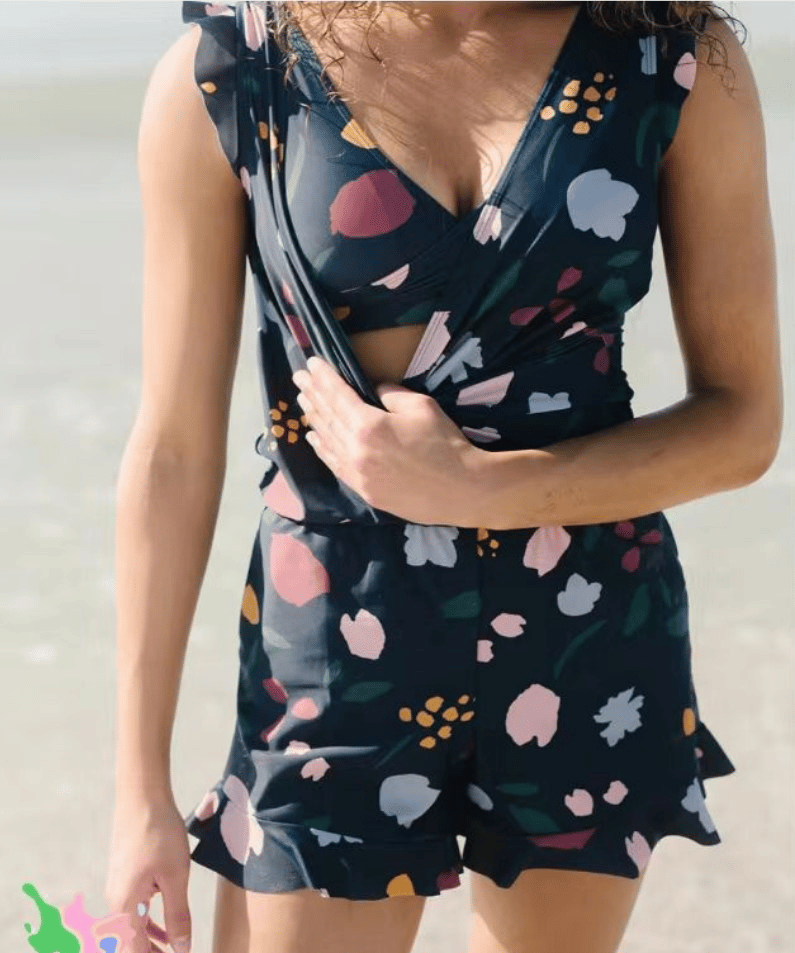 Chic One-Piece Swimsuit for Women with Ruffled Wrap Front, Comfortable Bathing Suit 0