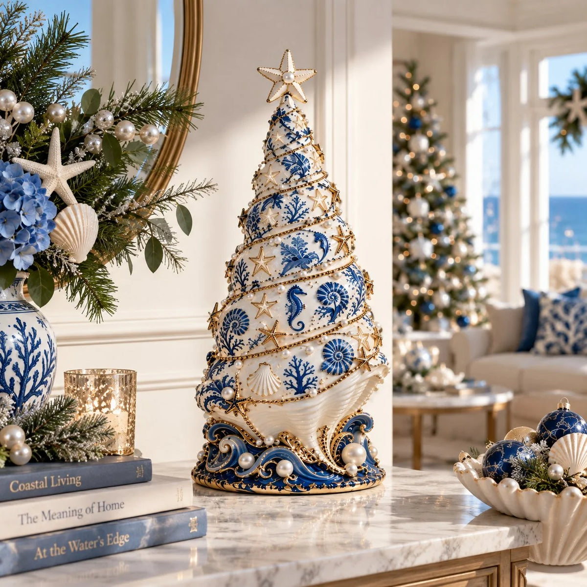 🌊 Coastal Christmas Seashell Tree Projection Lamp✨ 5
