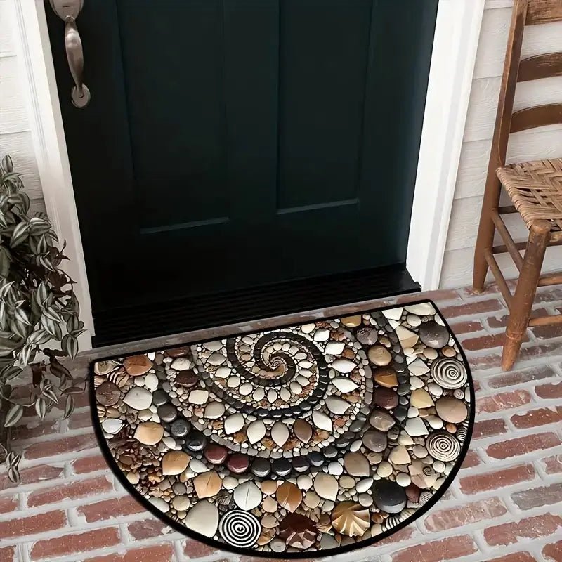 COASTLINEA - Half-Round Coastal Mat with Non-Slip Texture and Shell Design Vestragear