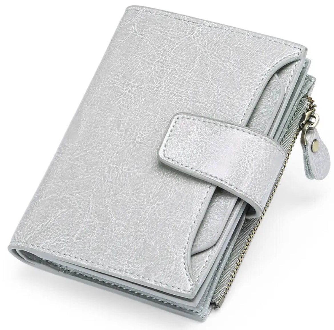 Compact Genuine Leather Wallet with RFID Protection, 14 Card Slots, Multi-Pocket Design 12