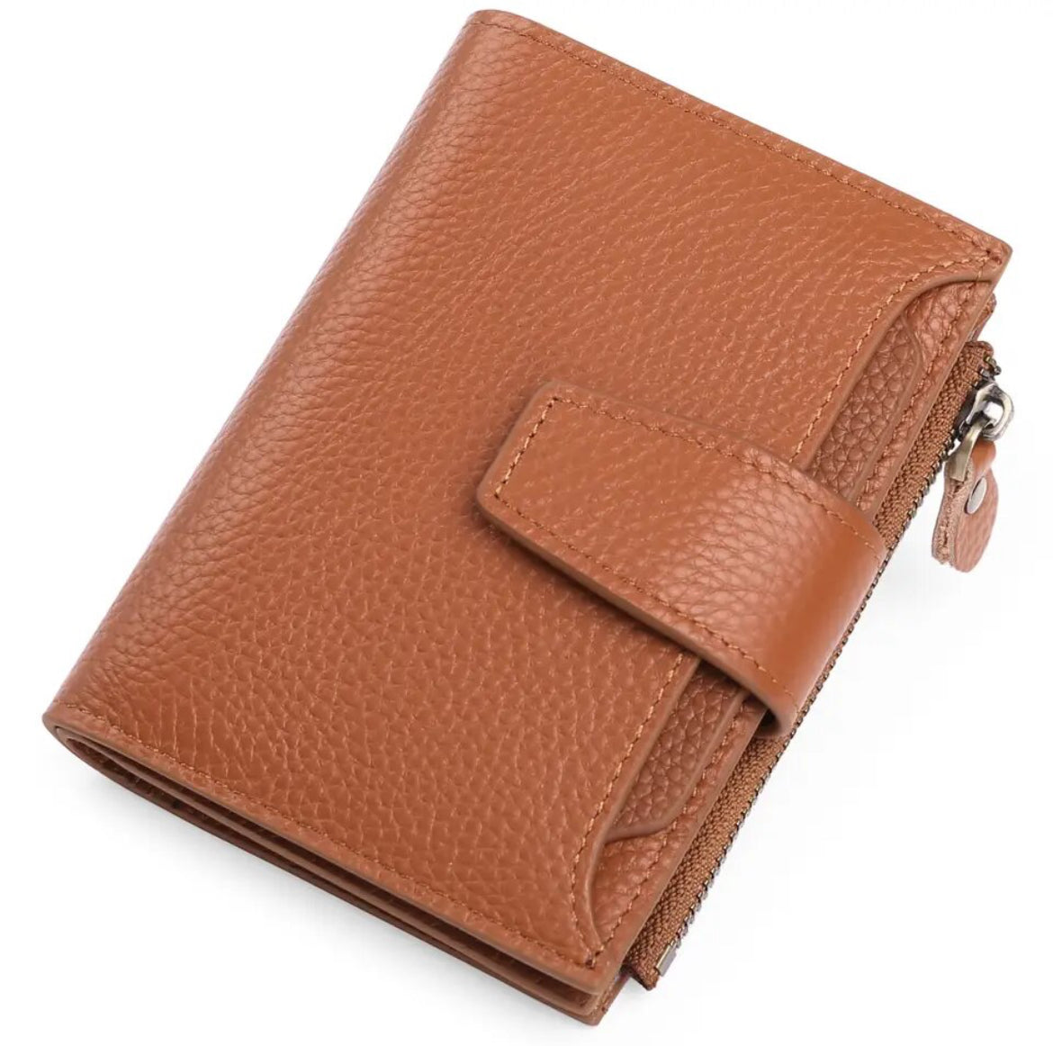 Compact Genuine Leather Wallet with RFID Protection, 14 Card Slots, Multi-Pocket Design 15