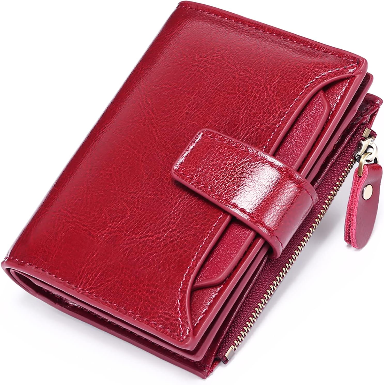 Compact Genuine Leather Wallet with RFID Protection, 14 Card Slots, Multi-Pocket Design 4