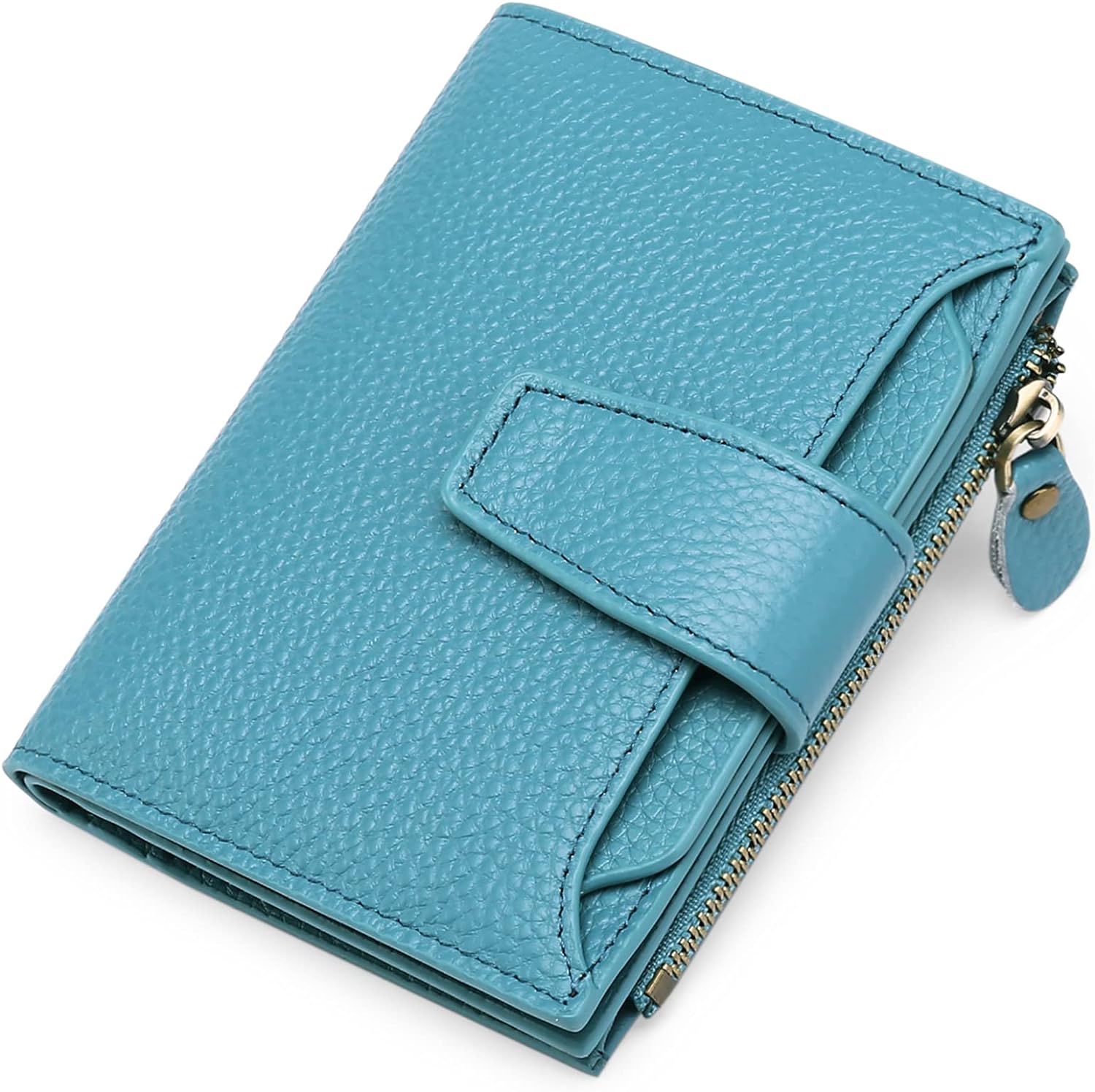Compact Genuine Leather Wallet with RFID Protection, 14 Card Slots, Multi-Pocket Design 9