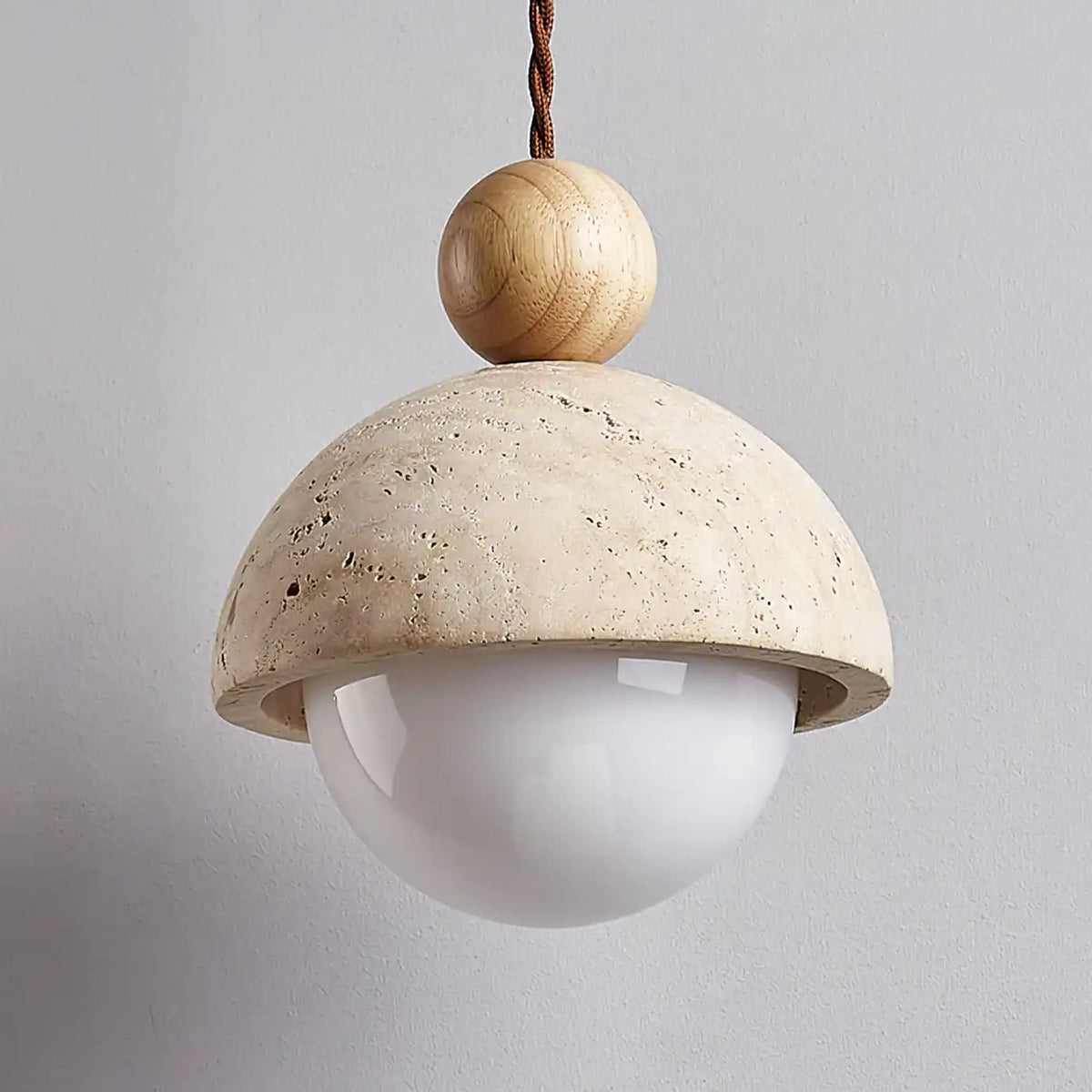 Coraline Retro Wabi-Sabi Travertine Stone Dome Pendant Light 8